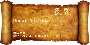 Berei Nándor névjegykártya